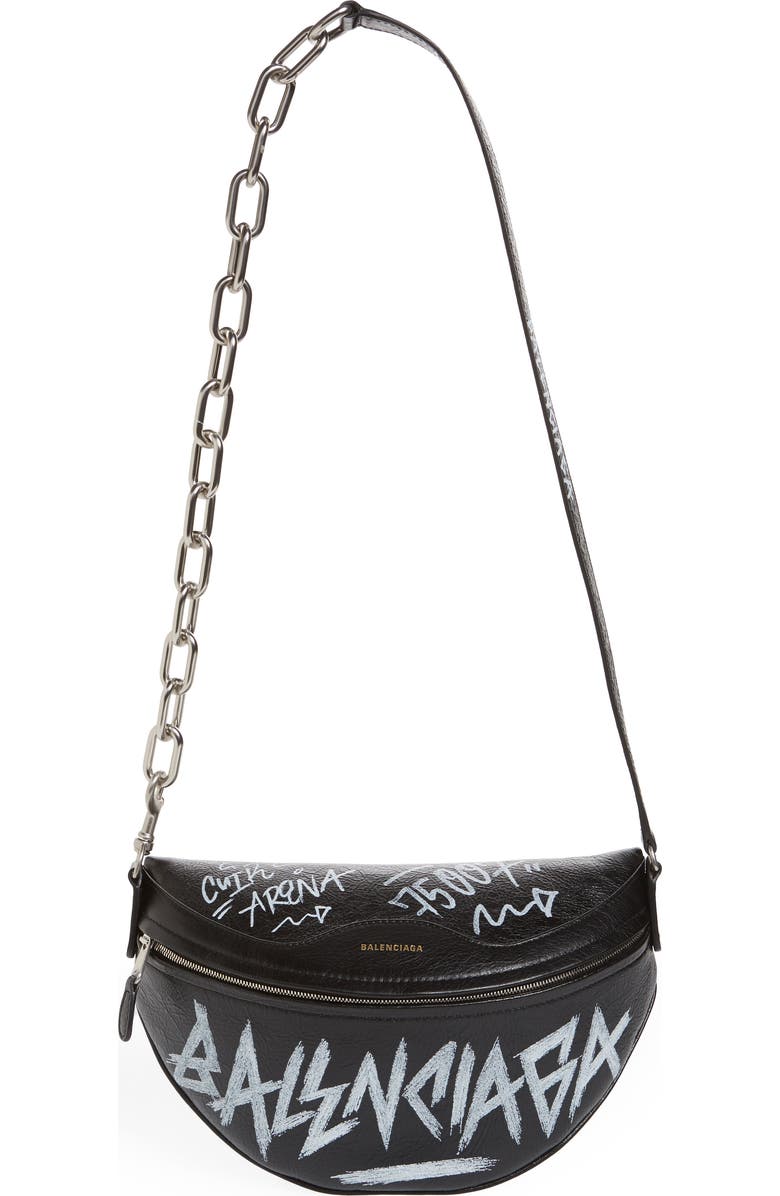 Balenciaga Graffiti Souvenir Leather Belt Bag, Main, color,
