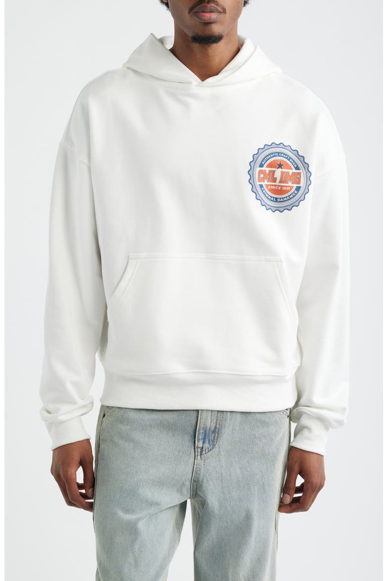 Beer Bottle Graphic Cotton Hoodie, Main, color, OFF-WHITE