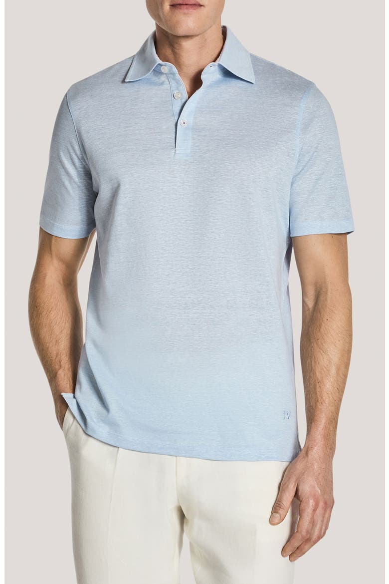 Davis Cotton & Linen Polo, Main, color, PALE BLUE