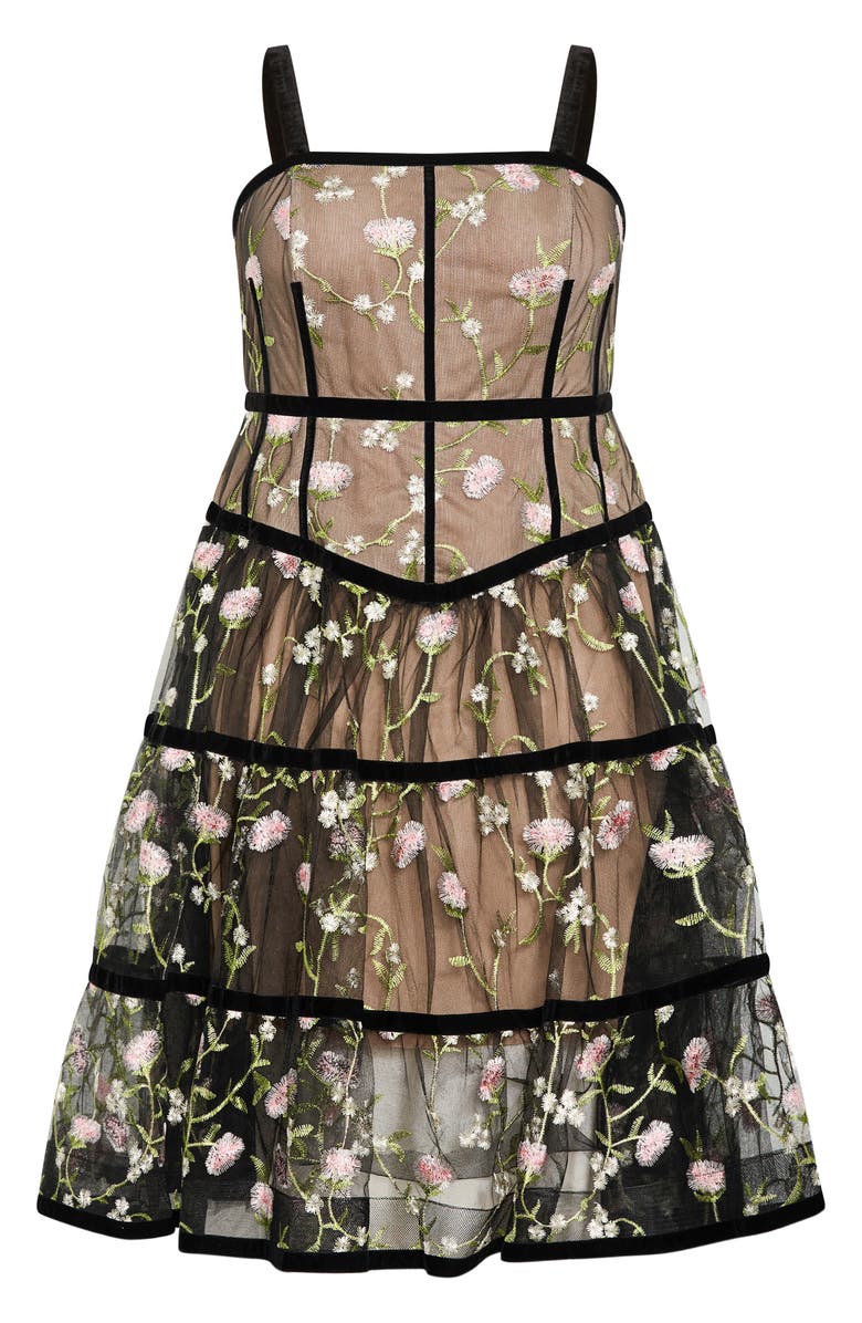 City Chic Splendour Floral Embroidery A-Line Dress, Alternate, color, Splendour