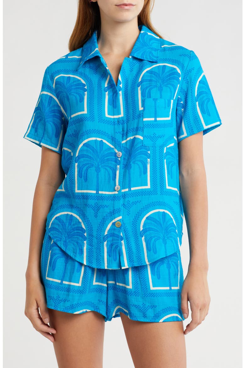 Print Cotton Short Pajamas, Main, color, RESORT PALMS
