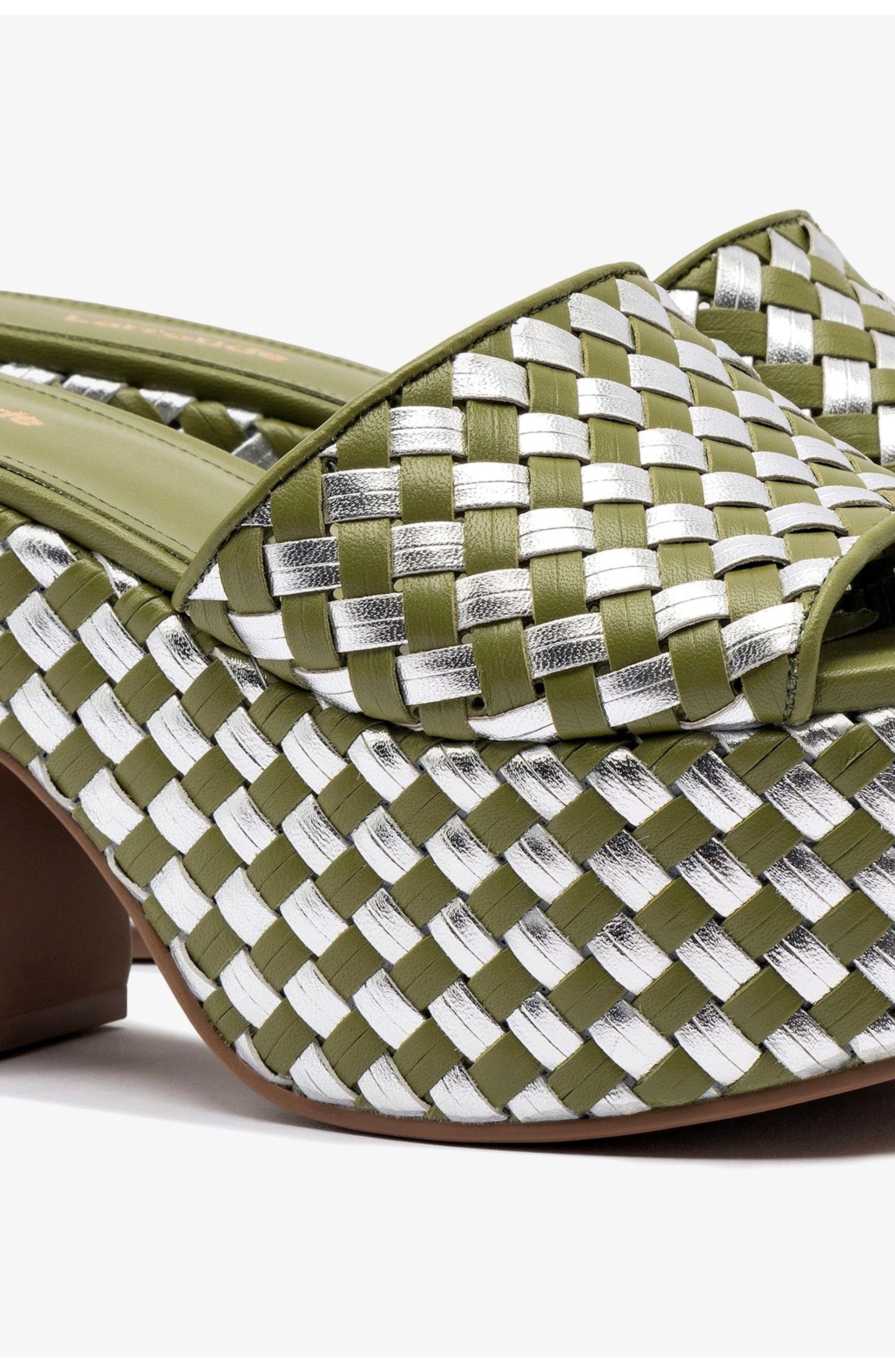 Larroudé Woven Leather Miso Platform Sandal, Alternate, color, 