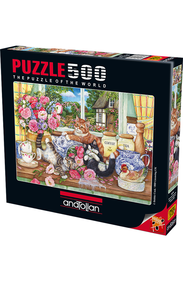 Anatolian Kittens in the Kitchen 500 piece Jigsaw Puzzle for Adults, Main, color, Multicolor