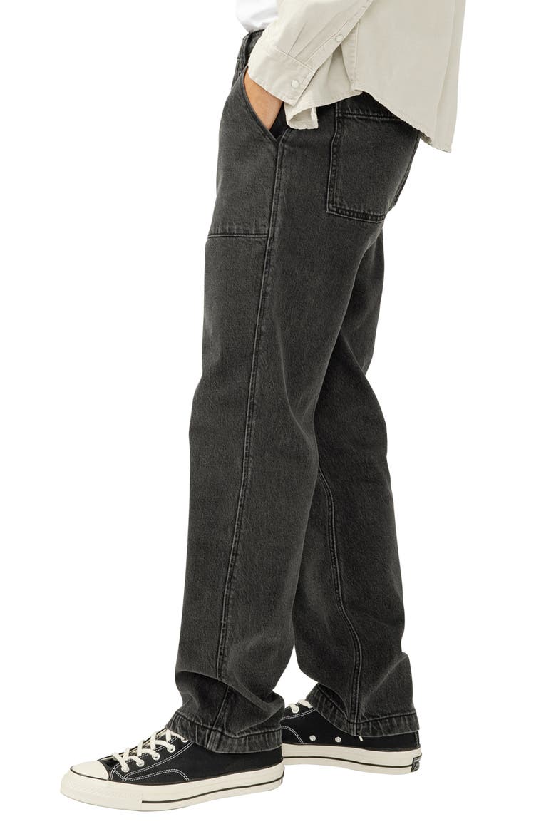 Straight Leg Utility Jeans, Alternate, color, WASHED BLACK