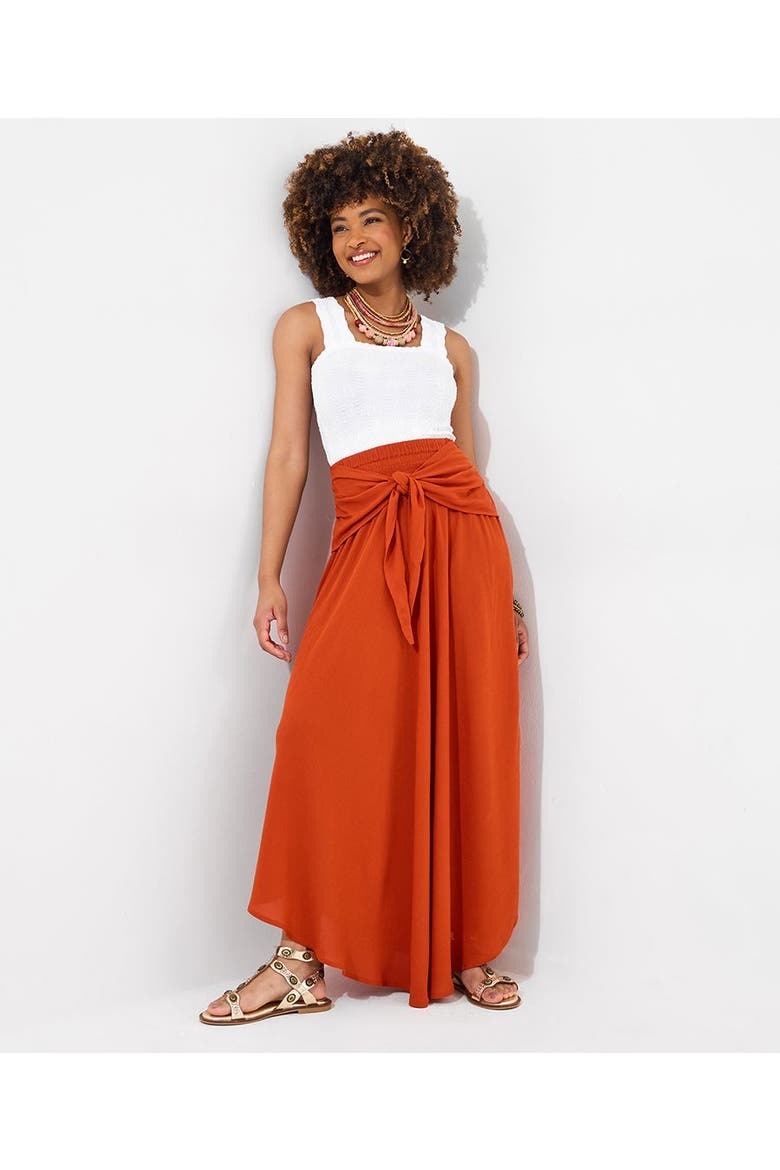 Tie Waist Skirt, Main, color, RUST