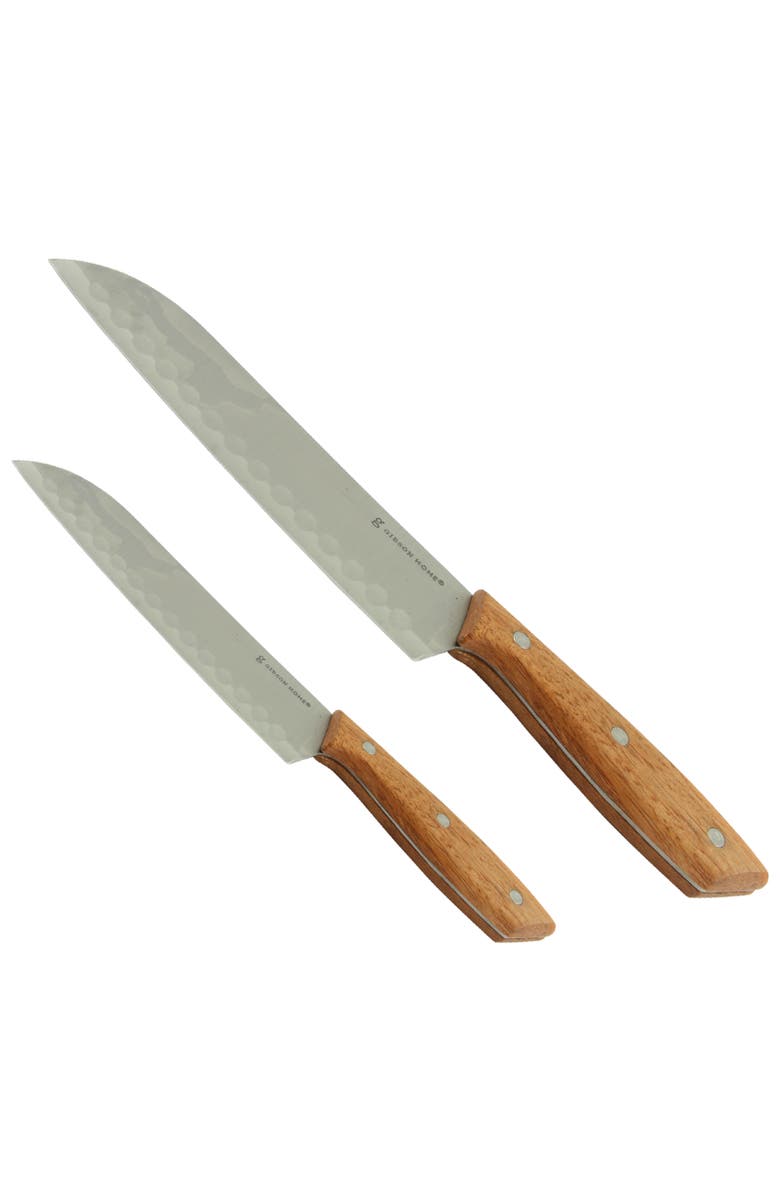 Gibson Home Seward 2 Piece Stainless Steel Santoku Knife Cutlery Set with Wood Handles, Main, color, Wood