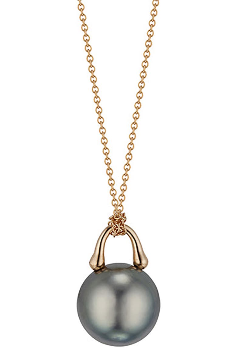 TreasureLock Tahitian Pearl Pendant Necklace, 8mm, Main, color, PEARL/ 18K ROSE GOLD