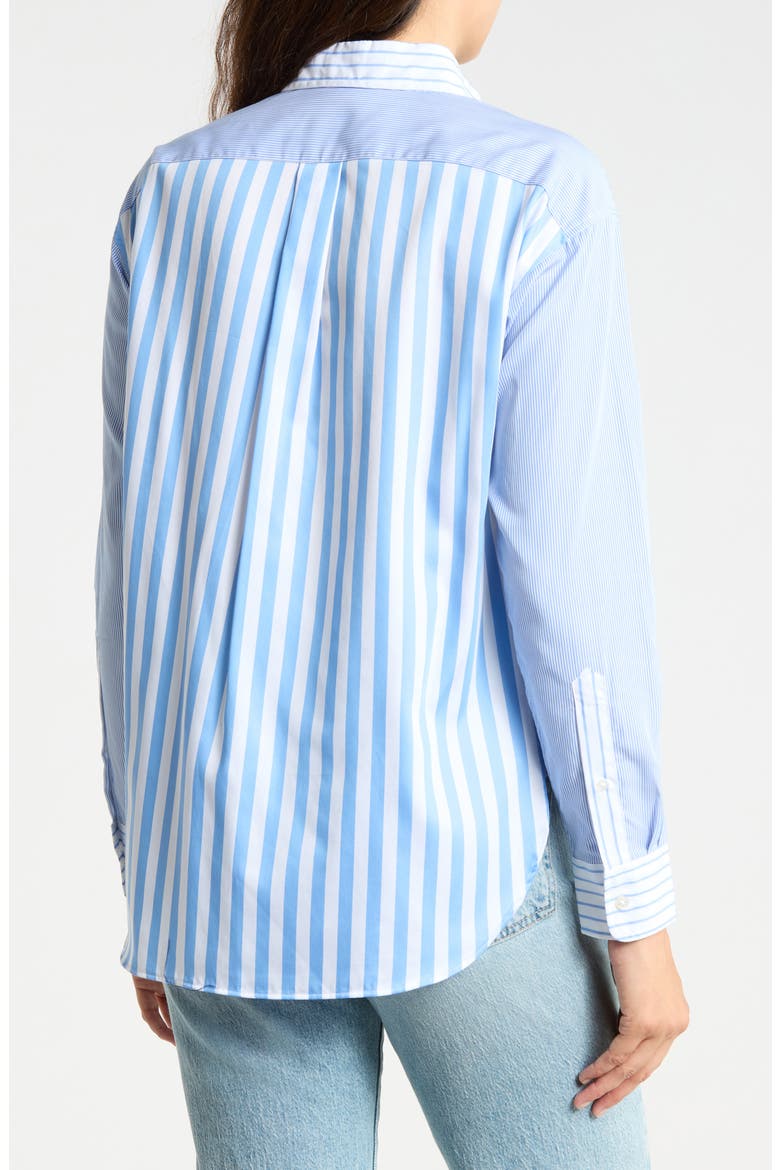 Reggie Cotton Button Front Top, Alternate, color, LIGHT BLUE/ WHITE