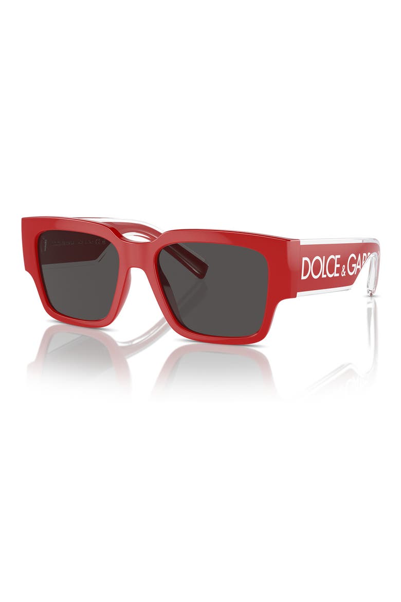 Kids' 49mm Square Sunglasses, Alternate, color, RED / DARK GREY