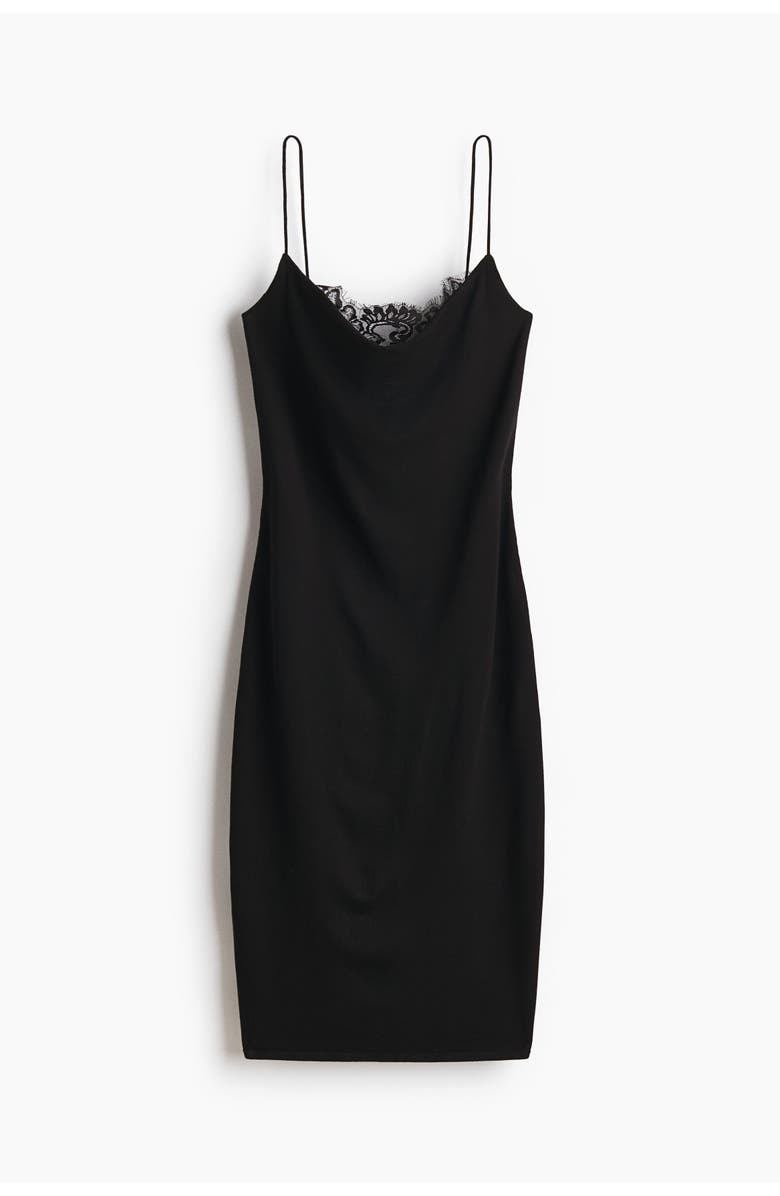 H&M Lace-trimmed Dress, Main, color, Black