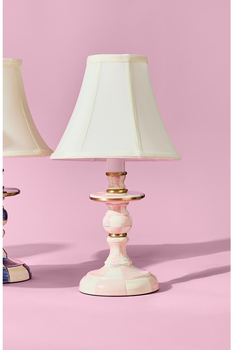Courtly Check Candlestick Lamp, Alternate, color, ROSY