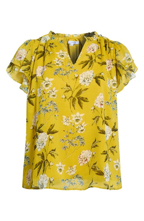 Montie Ruffle Split Neck Top