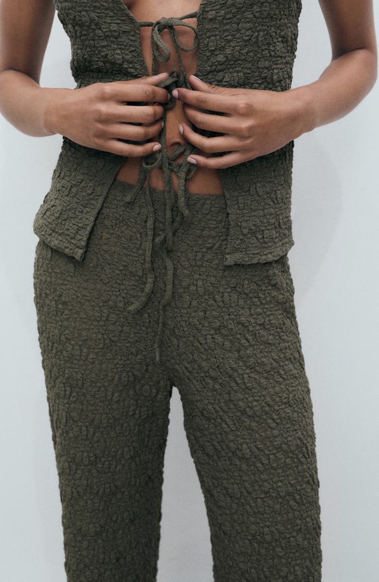 MANGO Straight Leg Textured Cotton Blend Pants, Alternate, color, 