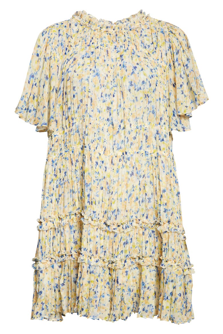 Ryla Floral Silk Shift Dress, Alternate, color, DAFFODIL