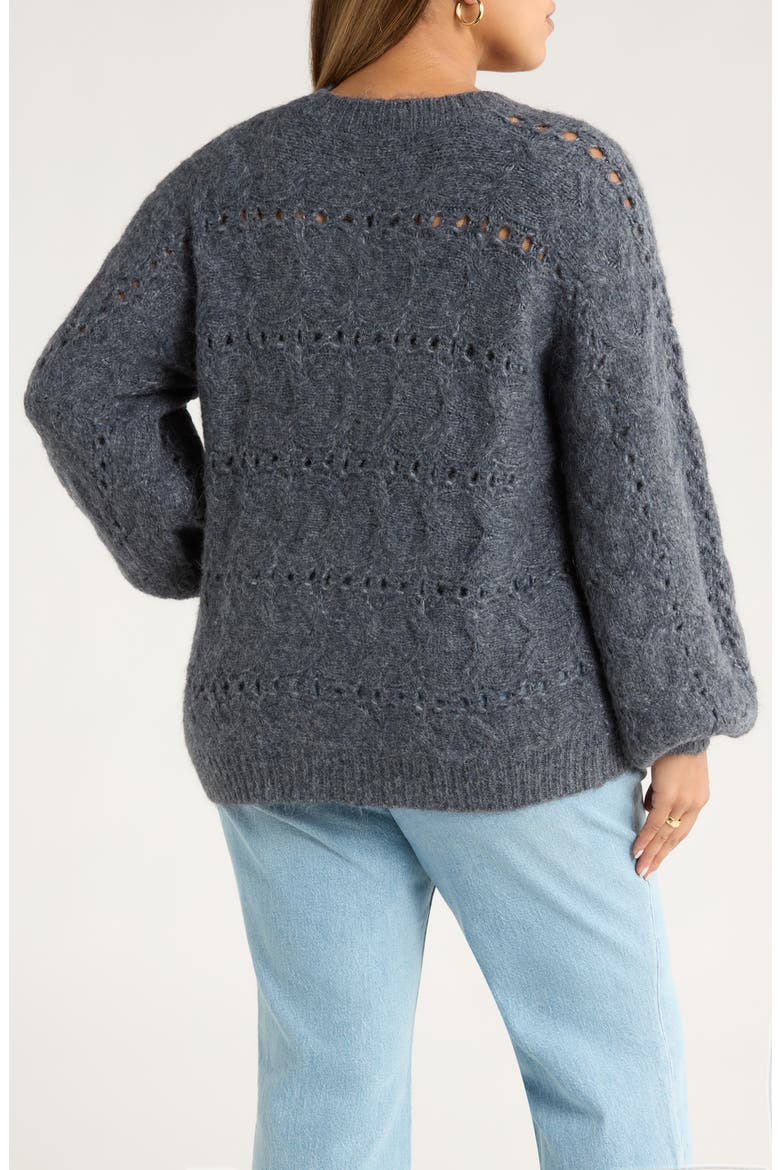 Cable Crewneck Sweater, Alternate, color, NAVY STILL
