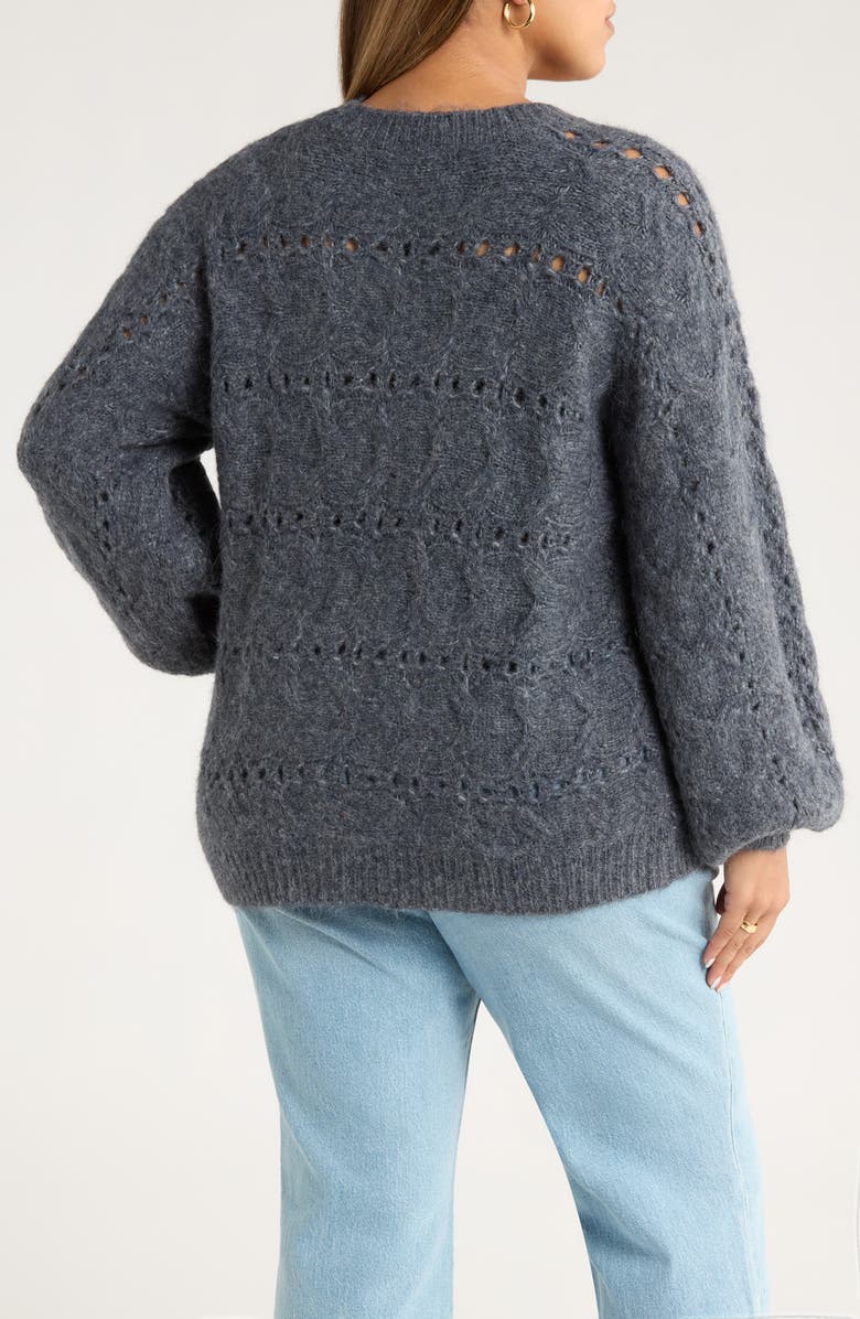 Treasure & Bond Cable Crewneck Sweater, Alternate, color, Navy Still