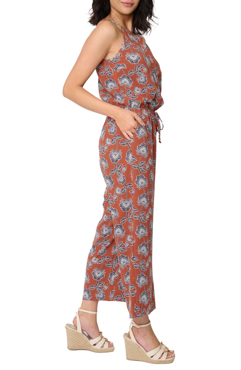 GIBSONLOOK Villa Mia Sleeveless Henley Jumpsuit, Alternate, color, Toasted Cinn Poppy