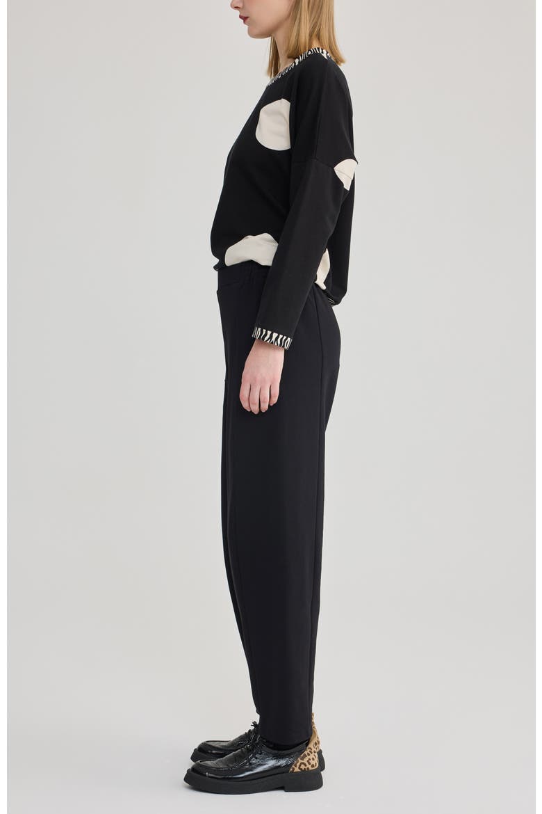 Maja O-Shape Cotton Jersey Pants, Alternate, color, Black