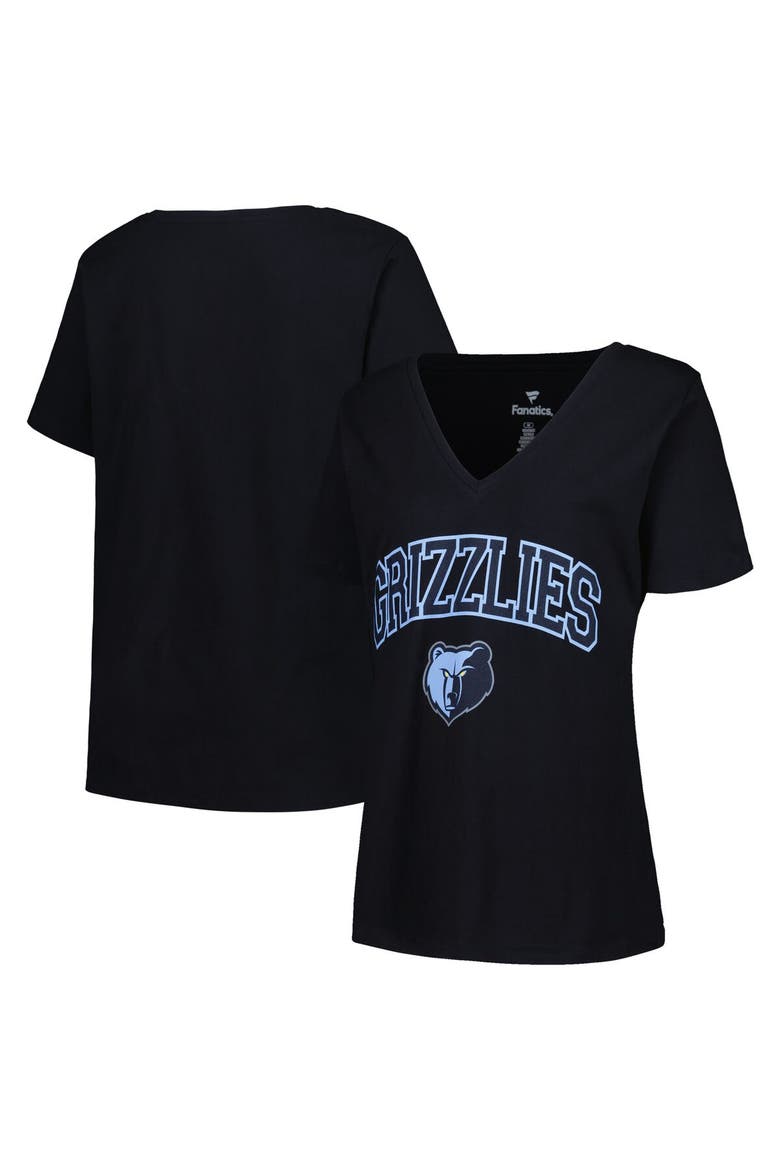 Women's Profile Black Memphis Grizzlies Plus Size Arch Over Logo V-Neck T-Shirt, Main, color, Black