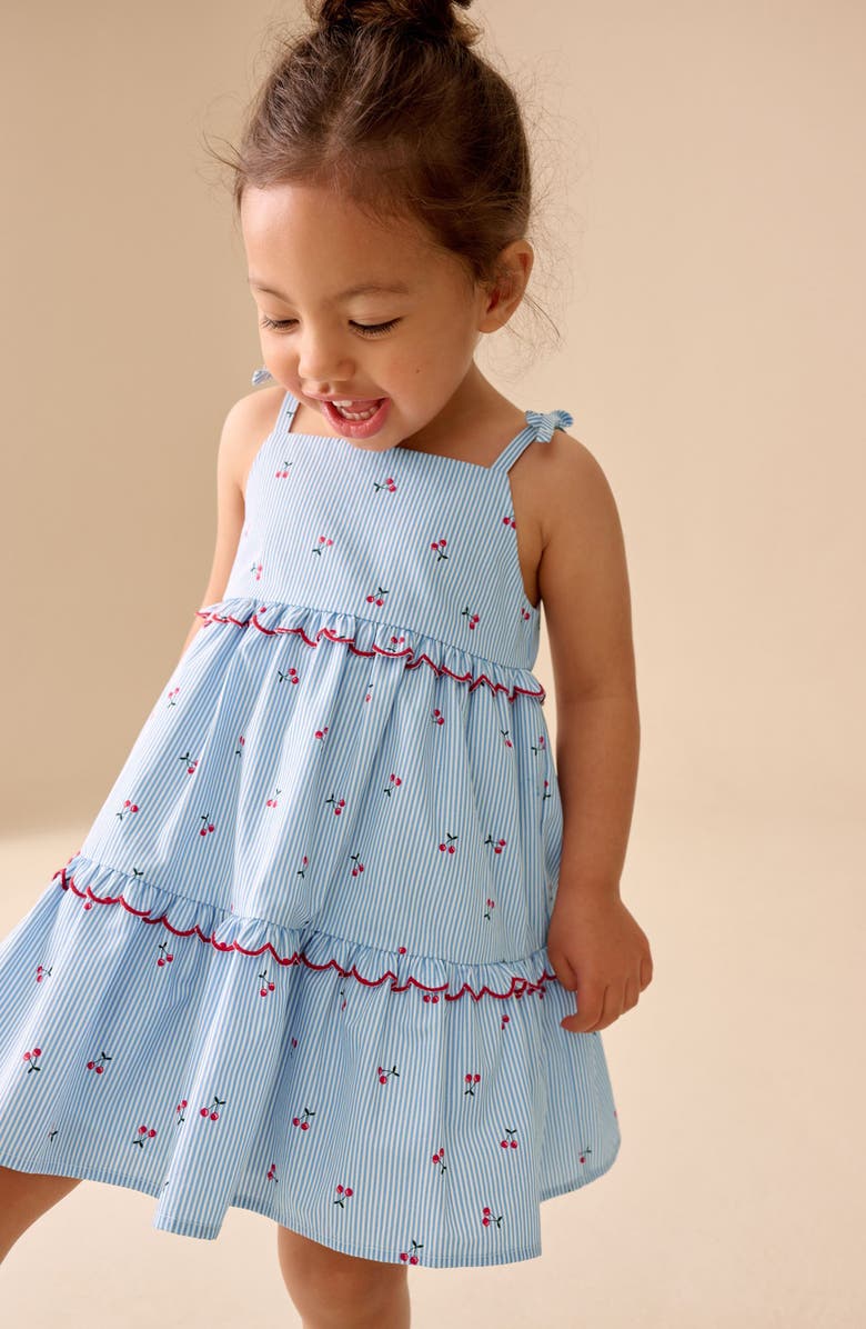NEXT Kids' Cherry Stripe Sundress, Alternate, color, Blue