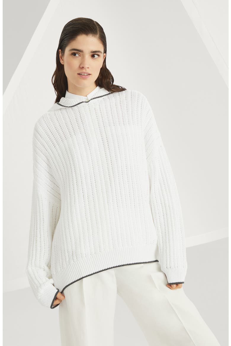 Sweatshirt with monili, Alternate, color, White