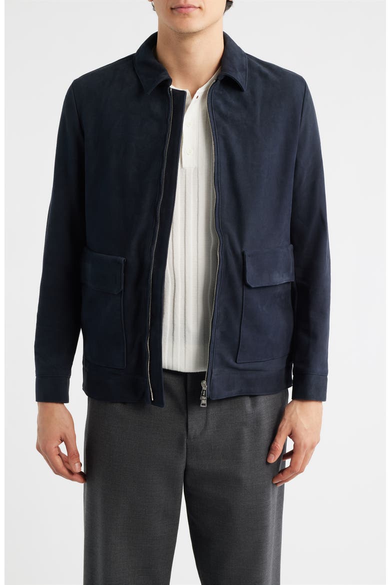Suede Zip Jacket, Main, color, NAVY