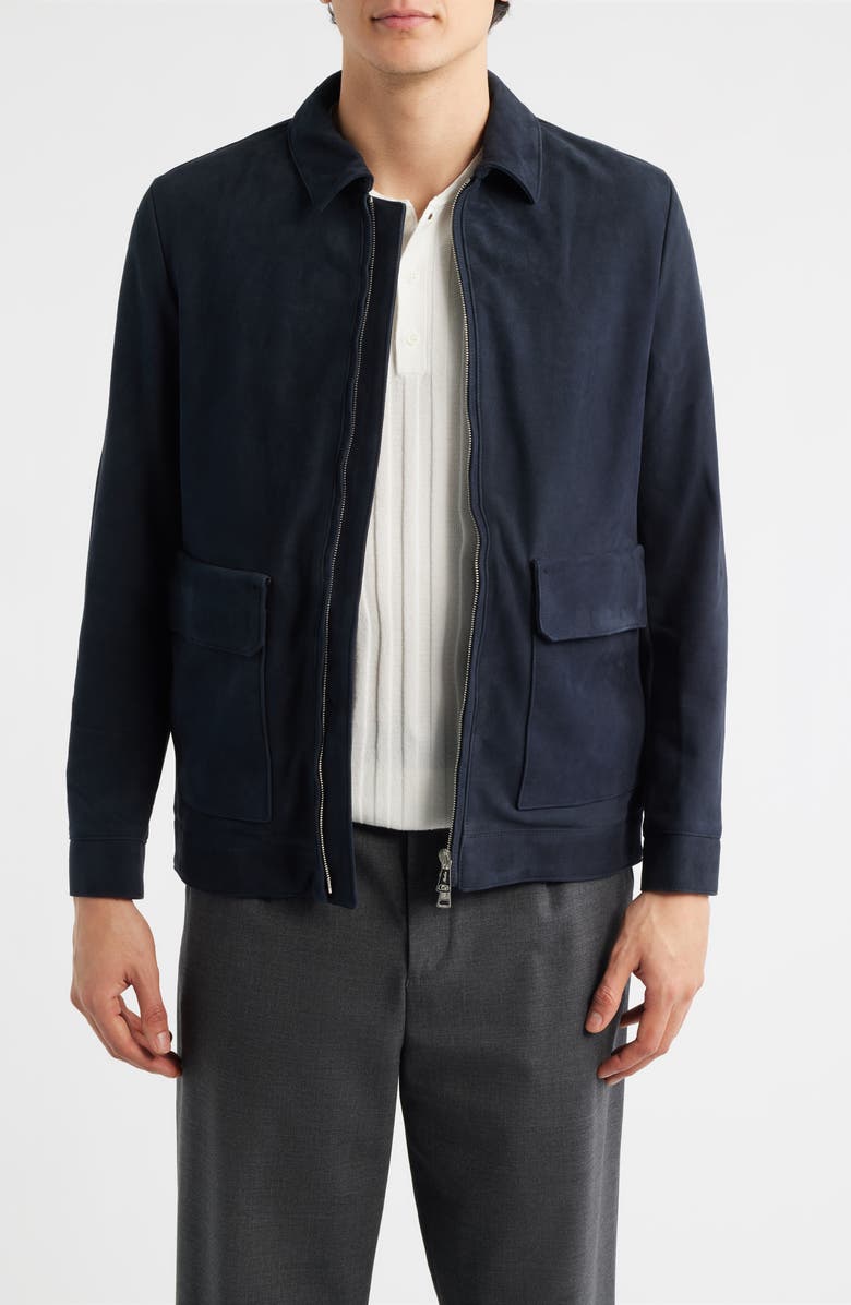 Aurélien Suede Zip Jacket, Main, color, Navy