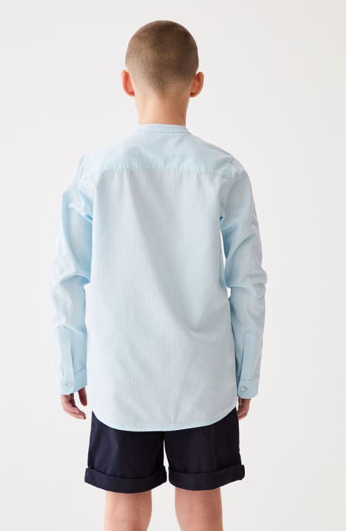 Baker By Ted Baker Kids' Band Collar Cotton Button-up Shirt In Blue