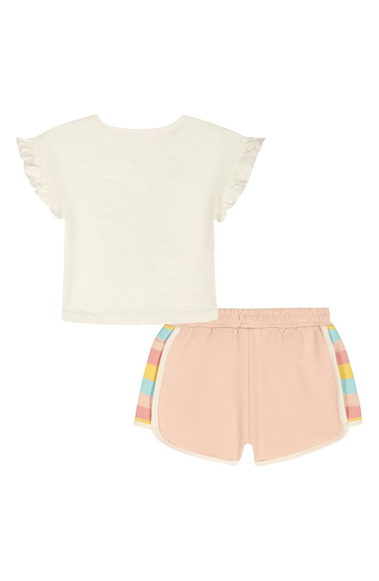 Roxy Ruffle Sleeve Graphic T-Shirt & Shorts Set, Alternate, color, White Multi