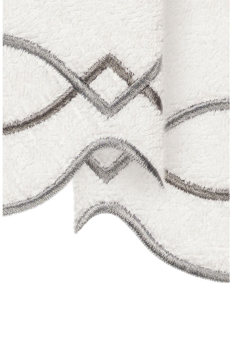 2-Piece Diamond Chain Embroidered Turkish Cotton Towel Set, Alternate, color, WHITE/ GRAY