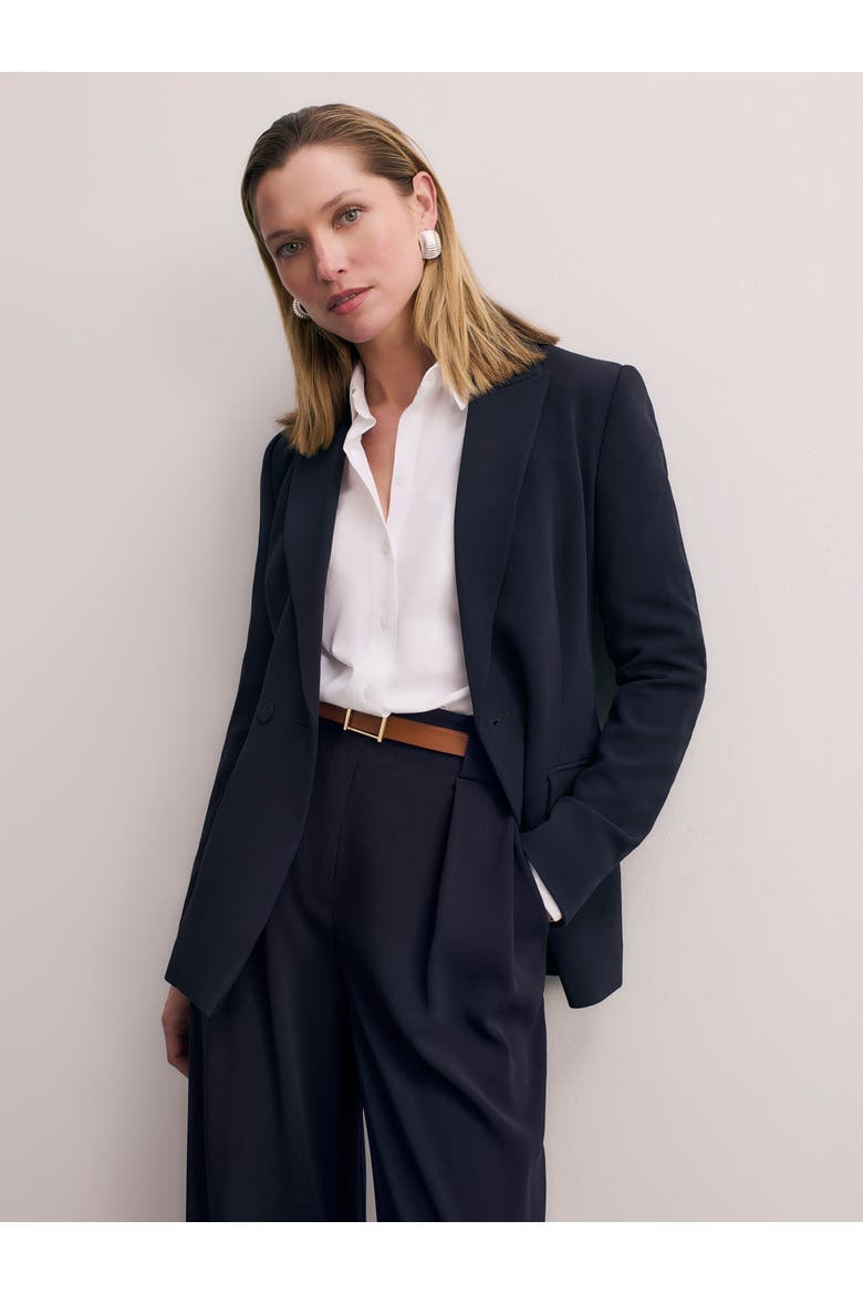 Double-Breasted Tailored Blazer, Main, color, Navy