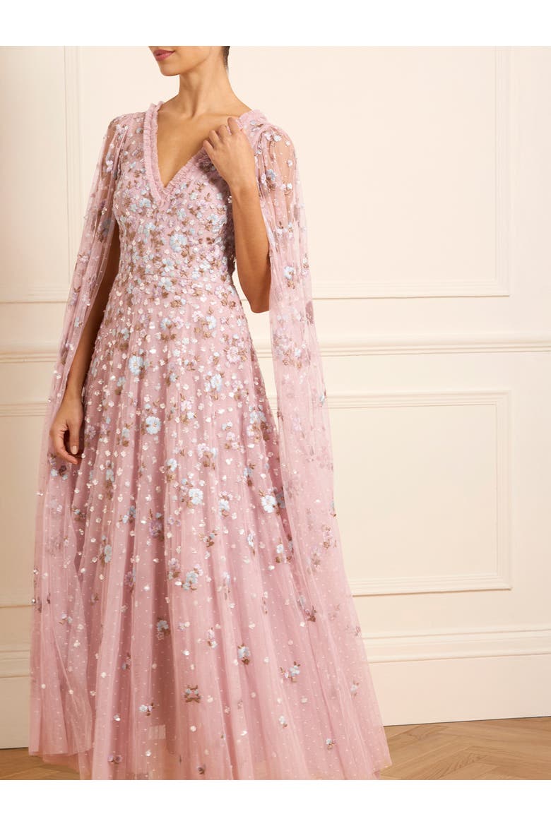 Dahlia Ditsy Ankle Gown, Alternate, color, Misty Lilac/Multi