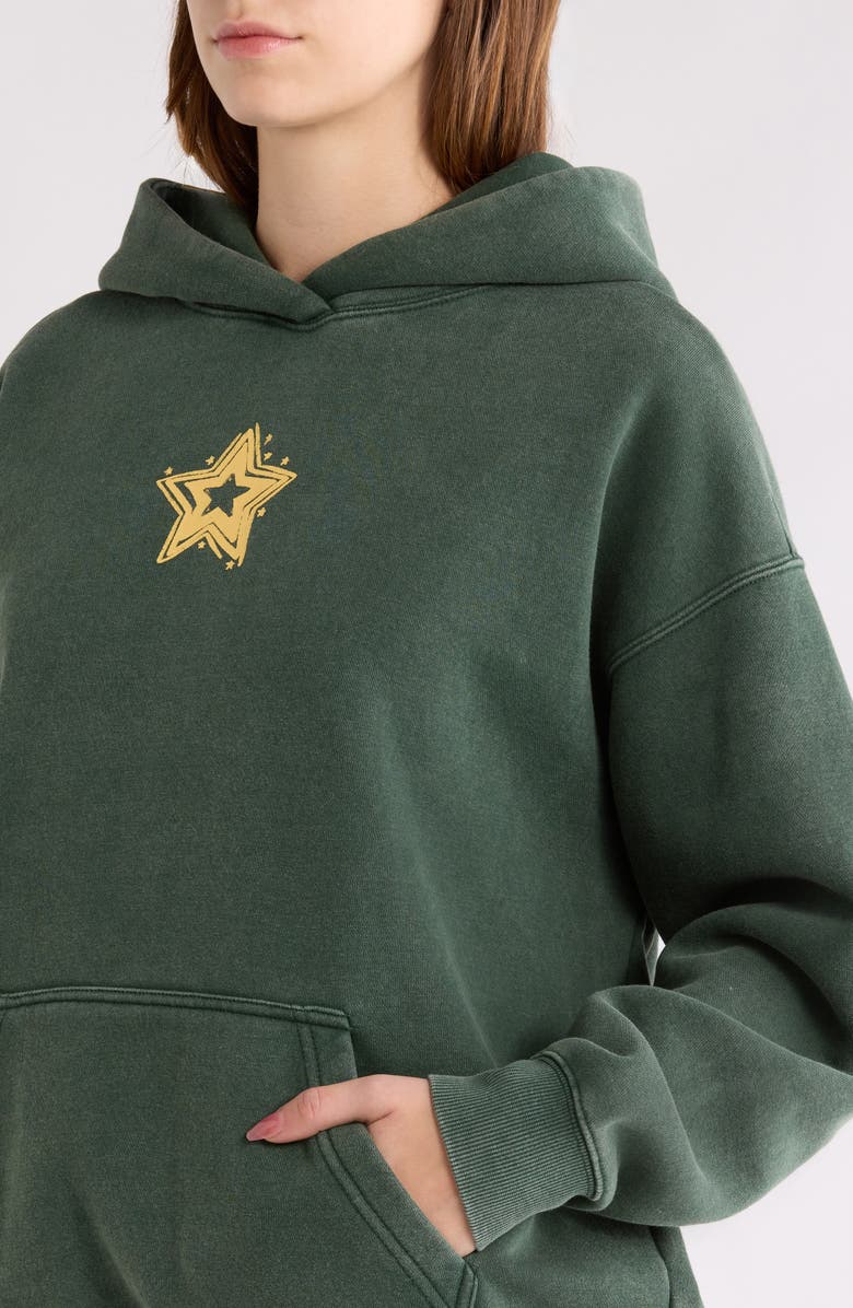 PacSun Star Graphic Hoodie, Alternate, color, Forest Green