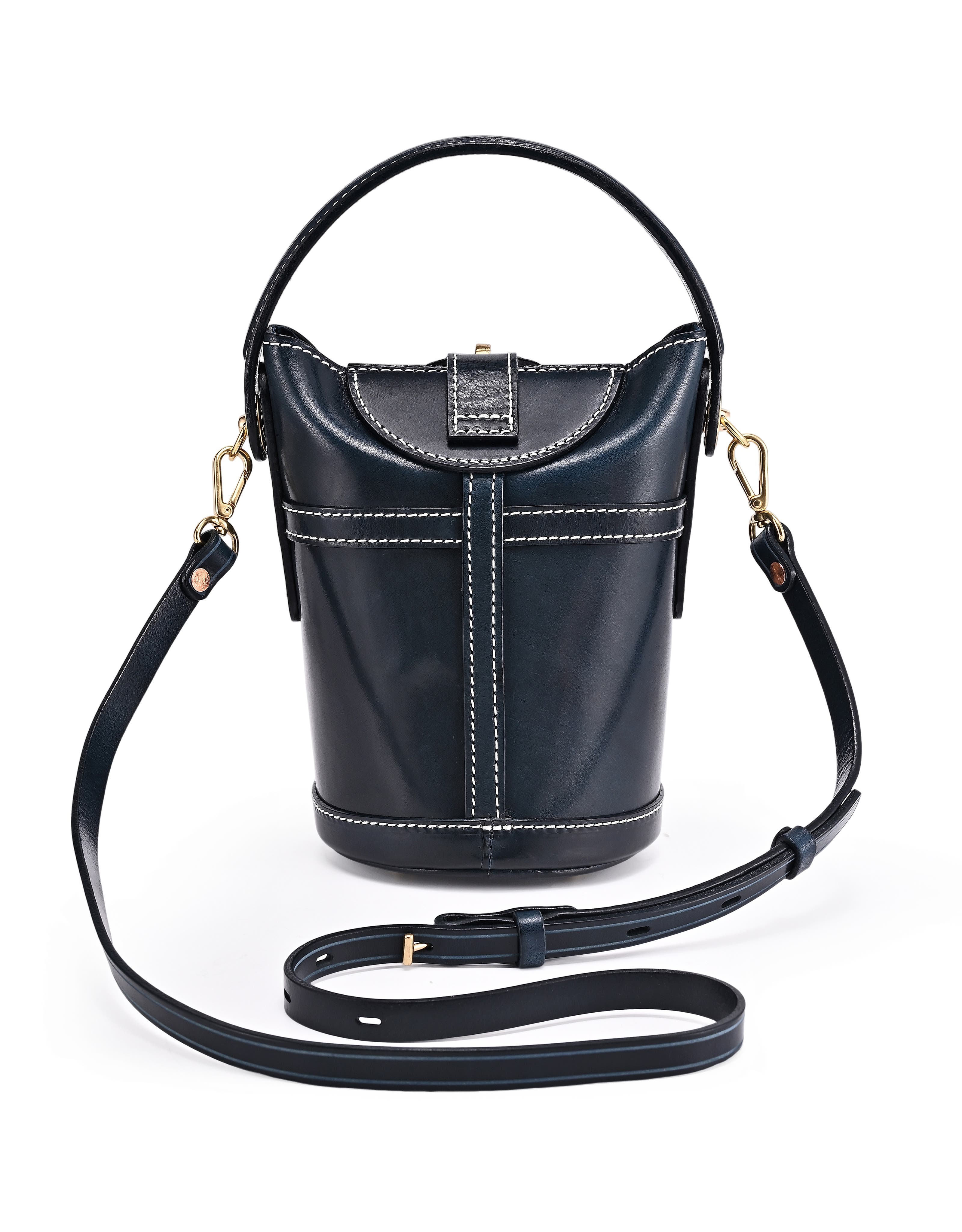 OLD TREND Begonia Genuine Leather Vintage Bucket Crossbody, Alternate, color, Navy