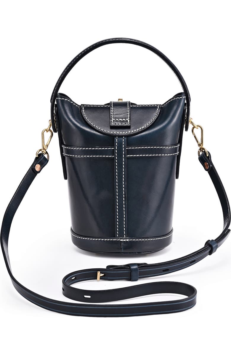 OLD TREND Begonia Genuine Leather Vintage Bucket Crossbody, Alternate, color, Navy