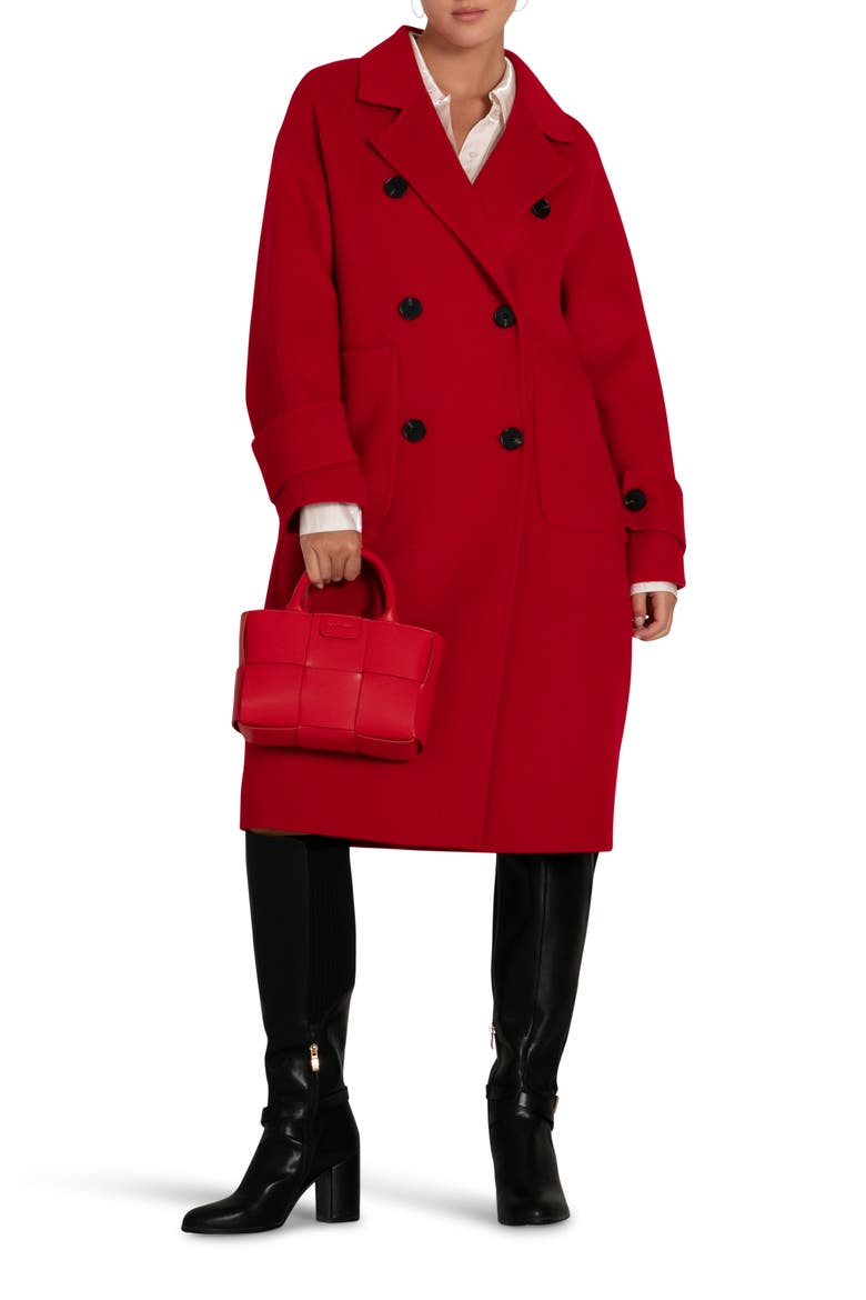 Rumour Has It Oversized Wool Blend Coat, Alternate, color, Red