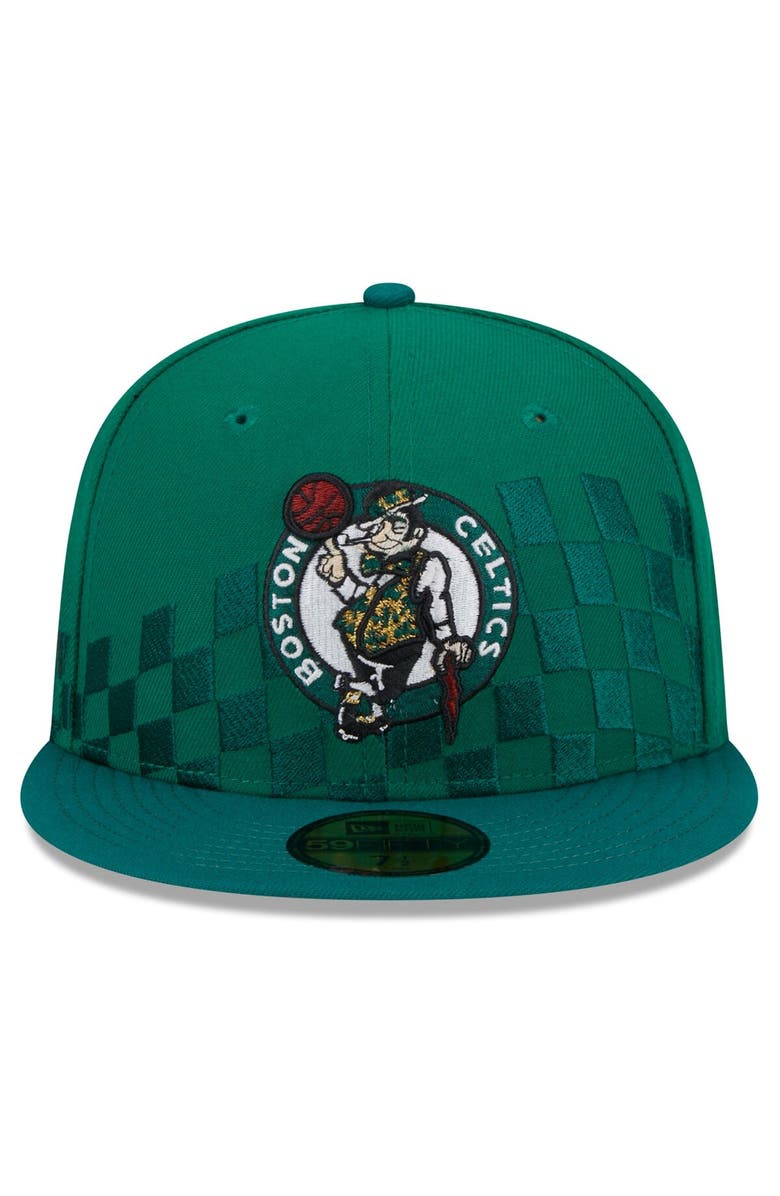 New Era Men's New Era Kelly Green Boston Celtics Rally Drive Checkerboard 59FIFTY Crown Fitted Hat, Alternate, color, Kelly Green