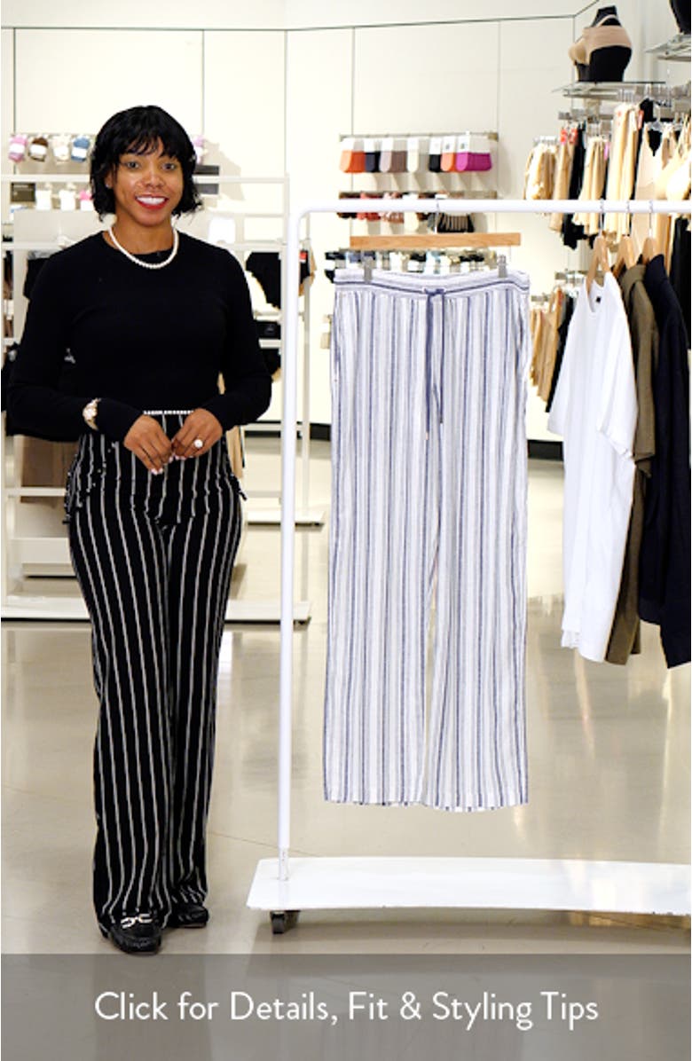 Stripe Linen Blend Drawstring Pajama Pants, sales video thumbnail