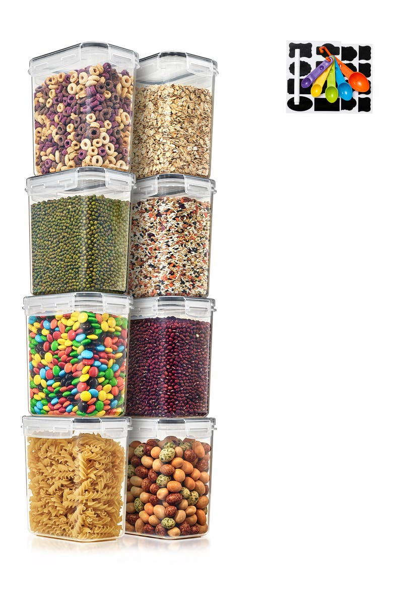 8-Pack Airtight Dry Food Storage Containers, Alternate, color, CLEAR