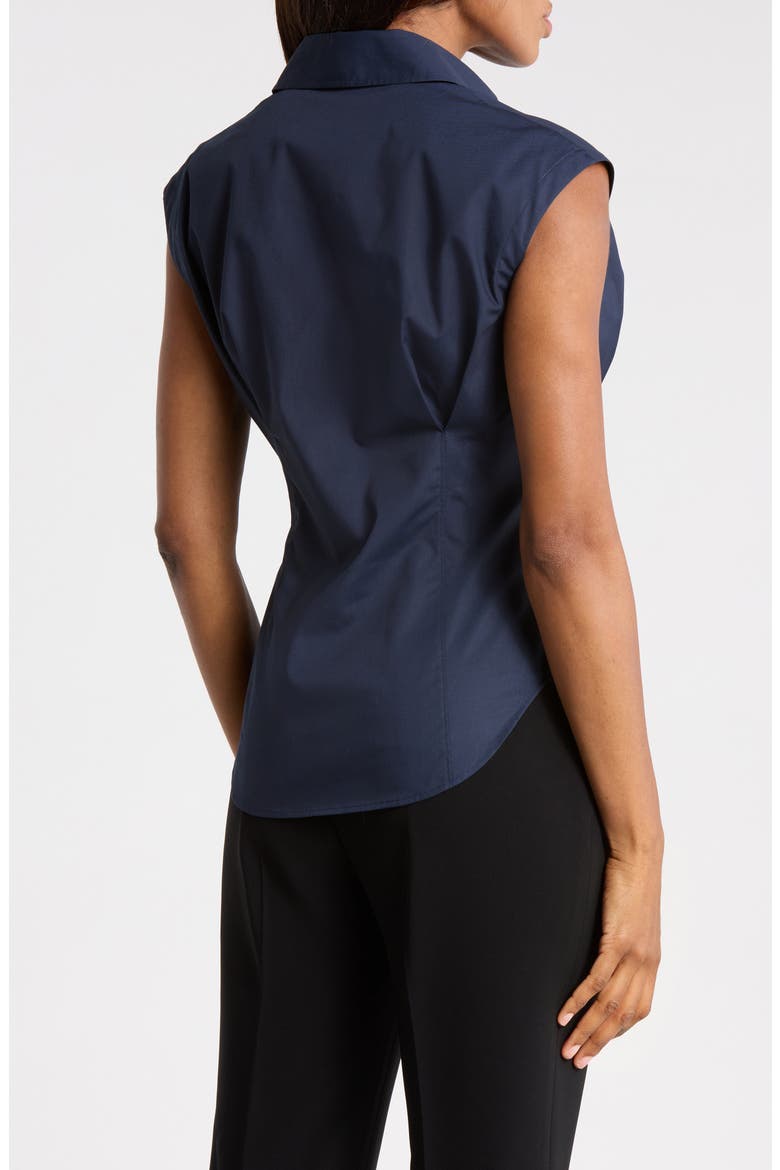 Cap Sleeve Cinched Poplin Shirt, Alternate, color, NAVY