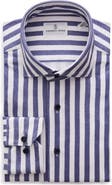 Emanuel Berg 4Flex Modern Fit Stripe Knit Button-Up Shirt