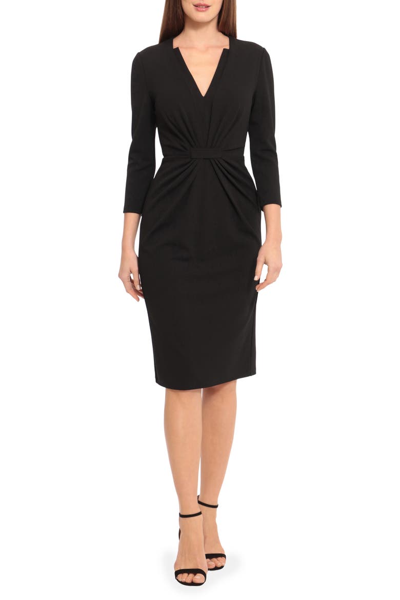 Center Ruched Sheath Dress, Main, color, BLACK
