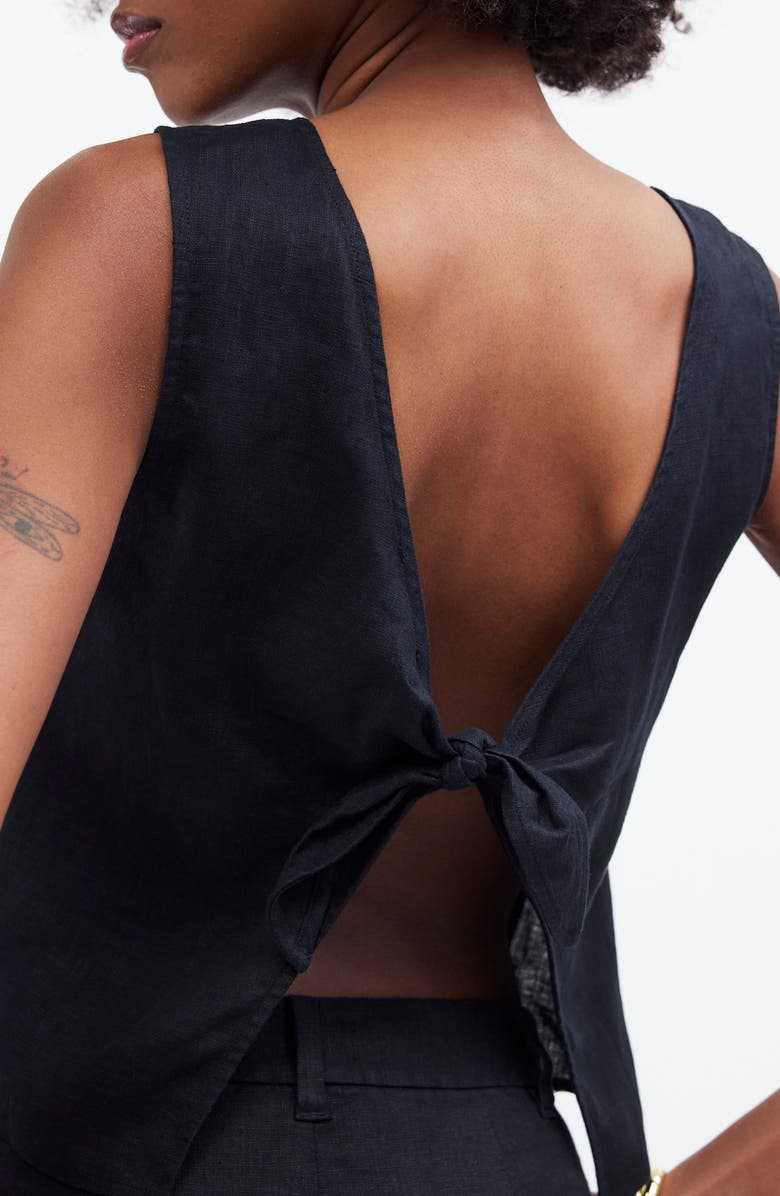 Madewell Tie Back Scoopneck Linen Tank, Alternate, color,