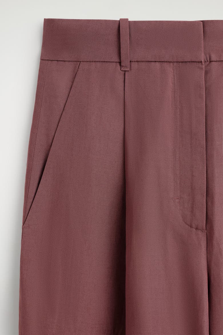Relaxed Linen-Blend Wide-Leg Pants, Alternate, color, RUST