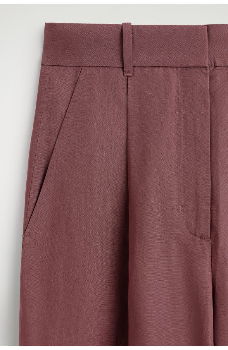 COS Relaxed Linen-Blend Wide-Leg Pants, Alternate, color, Rust