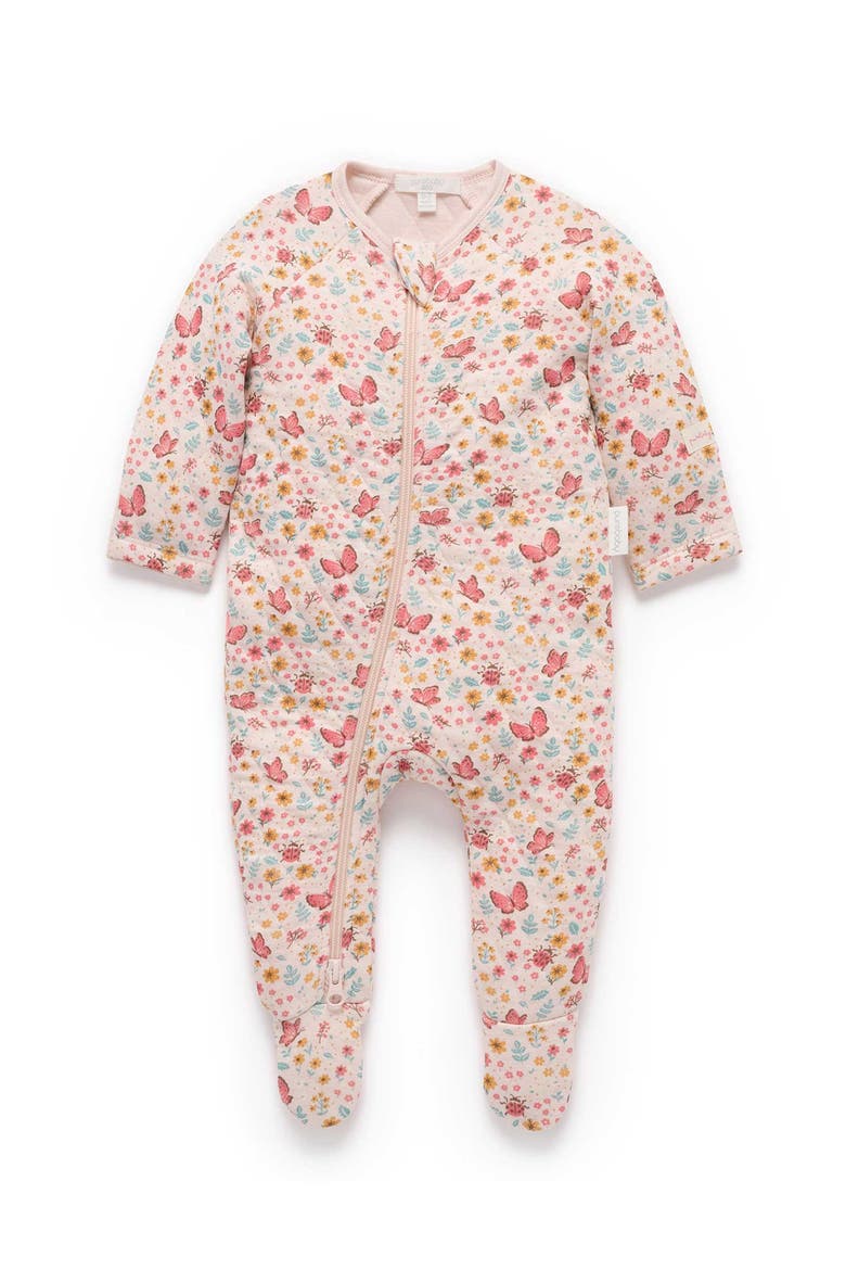 Baby Girl's Quilted Footie, Main, color, Butterfly Print