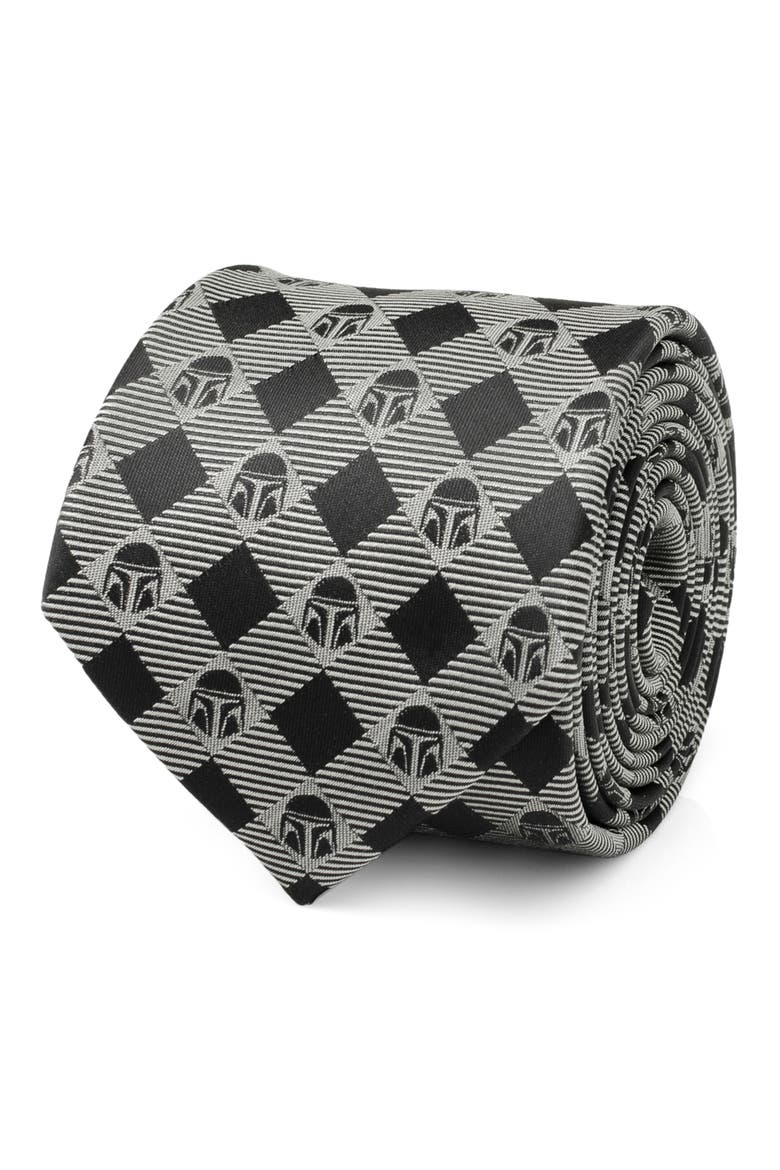Mandalorian Plaid Silk Blend Tie, Alternate, color, GRAY