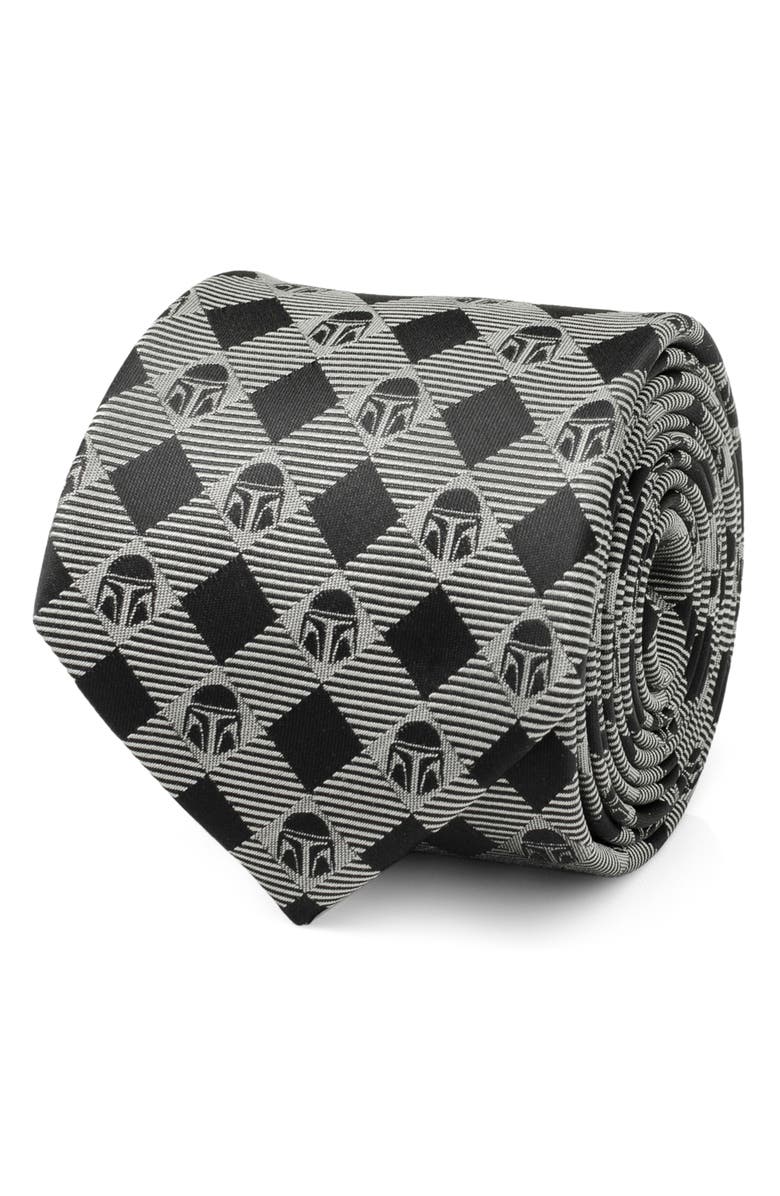 Cufflinks, Inc. Mandalorian Plaid Silk Blend Tie, Alternate, color, Gray