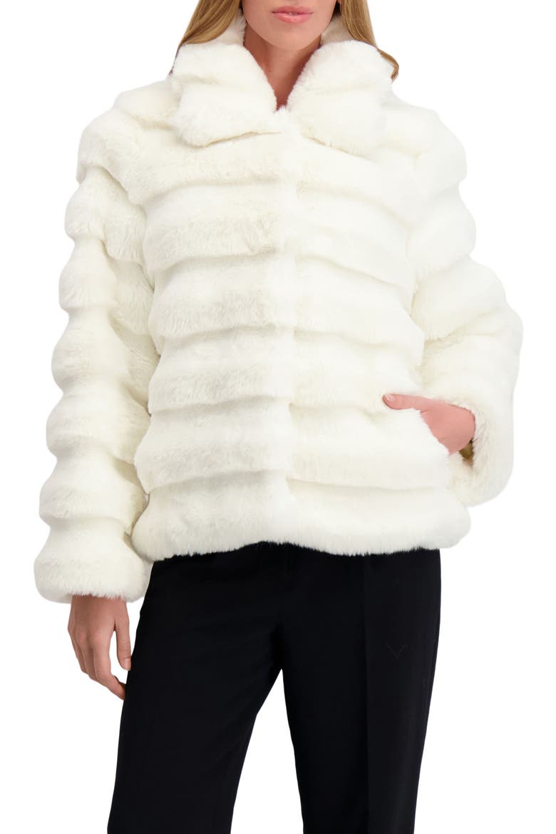 Fur-Free Horizontal Chinchilla (Faux Fur) Jacket, Main, color, WHITE CHINCH