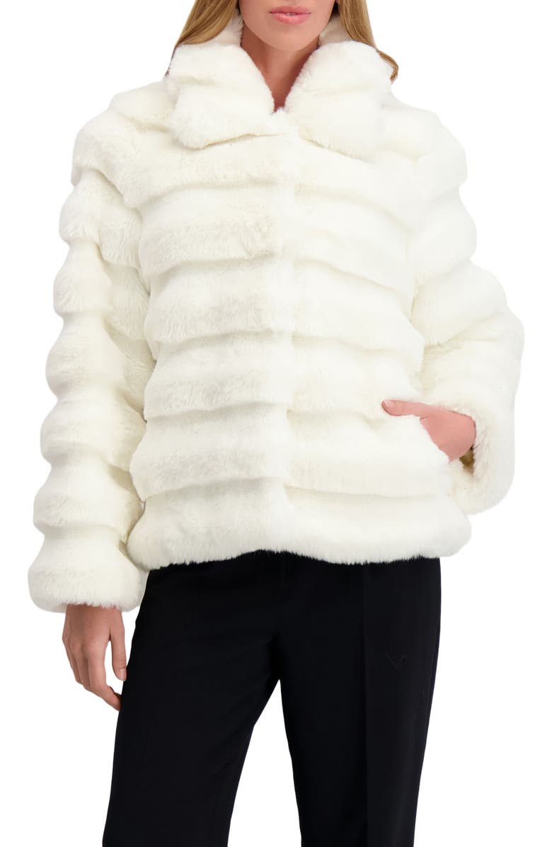 Lyla Grant Fur-Free Horizontal Chinchilla (Faux Fur) Jacket, Main, color, White Chinch